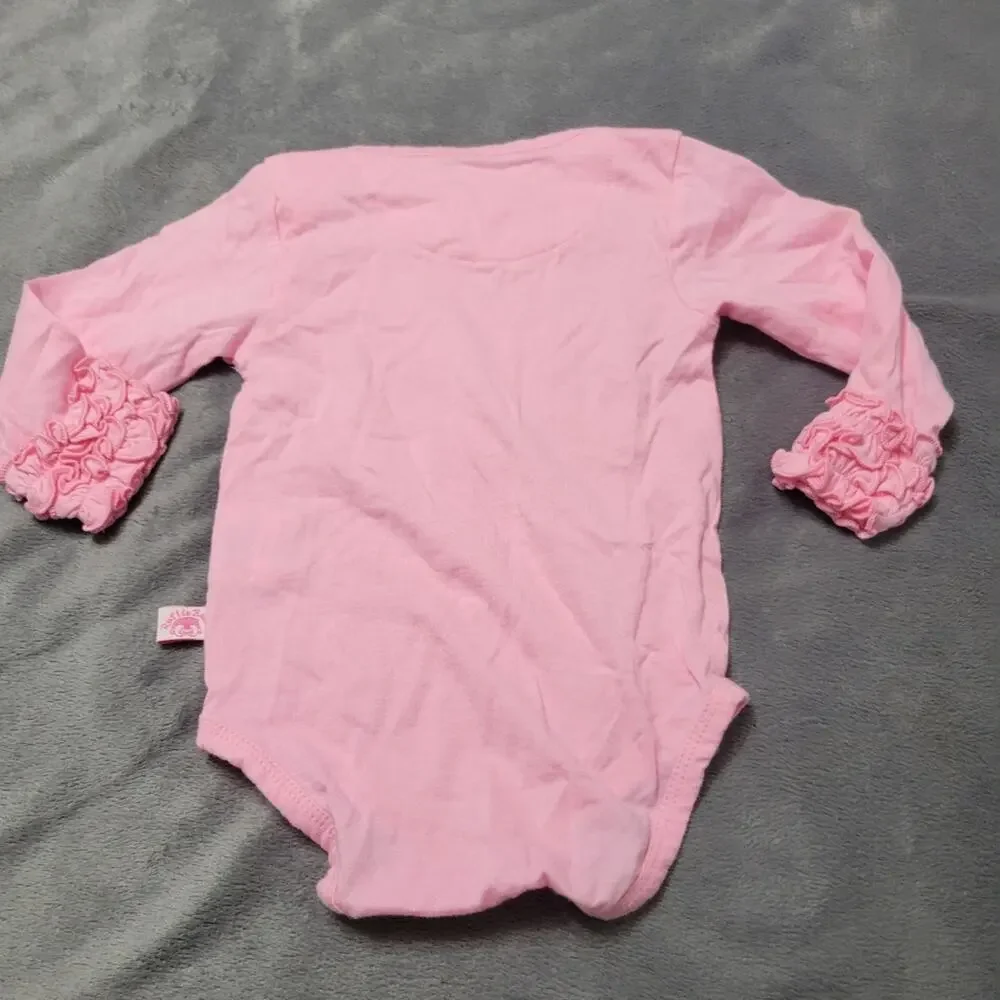 Ruffle Butts Long Sleeve Onesie‎ 6-12 Months Pink Ruffle Hem
